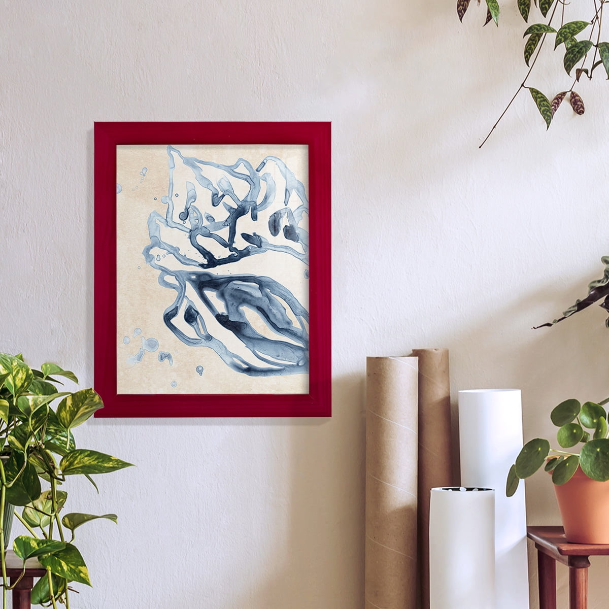 Water Shells II - Framed Print w/glass - Cherry Red