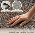 thumbnail image 6 of ODIKA 8'x10' Washable Area Rug Beige Vintage Distressed Ornate Scroll Border Orange Navy Boho Refined for Dining Room, Large Office, Lounge, Non-Slip Chair-Friendly Mat, 6 of 7