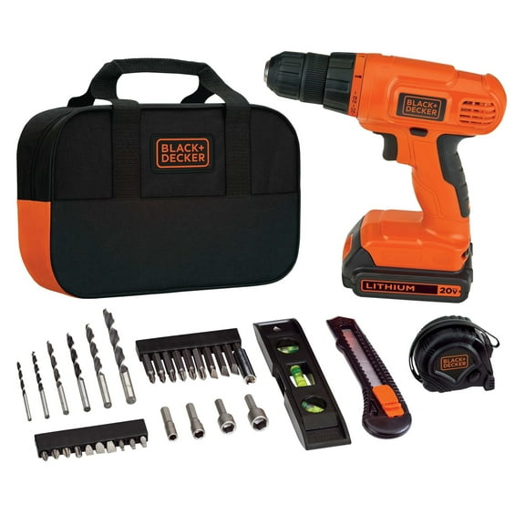 BLACK DECKER 35 pc. 20V MAX* Cordless Drill/Driver Project Kit, (BDCD120VA)