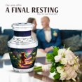 thumbnail image 4 of JAGASY Teddy Bear Memorial Urn for Mother - Blue Mini Urns for Human Ashes Keepsake - Butterfly Fireflies Forest Decorative Urn for Father - Flowers Burial Urns for Parents - (3 Inch), 4 of 7