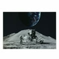 thumbnail image 1 of Outer Space Cutting Board, Moon US Spaceman Launching on the Exploring Dark Matter Orbit Lunar Design, Decorative Tempered Glass Cutting and Serving Board, Small Size, Grey and Blue, by Ambesonne, 1 of 1