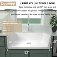 thumbnail image 5 of Logmey 33inch White Apron Front Ceramic Kitchen Sink Single Bowl Undermount, 5 of 8