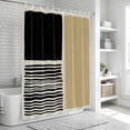 thumbnail image 6 of Beige Shower Curtain, Waterproof Shower Curtains for Bathroom, Modern Abstract Art Farmhouse Striped Washable Fabric Bathtub Curtain Set Bath Decor with 12 Hooks Extra Long 72"x96", 6 of 8