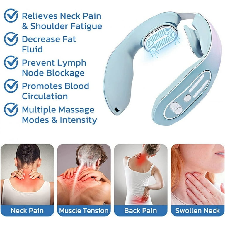 EMS Neck Acupoints Lymphvity Massage Device,Intelligent Neck Massager with  Heat, Electric Pulse Neck Massage, 4 Modes 12 Levels Neck Massager for  Women Men 