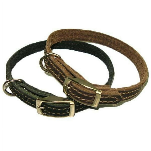 Zelikovitz Buffalo Leather Dog Collar, Brown, 16"