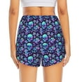thumbnail image 2 of Lsque Blue Flower Skull Printed Women's Running Shorts with Liner Pockets,Elastic Quick Dry Workout Athletic Gym Yoga Shorts,Womens High Waist Shorts-XX-Large, 2 of 9