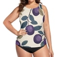 thumbnail image 4 of Women's Printed Tankini Top - High Elasticity Slim-Fit Swimsuit with Removable Straps & Cups, Perfect for Beach & Pool Parties，Purple Plump Fruit, 4 of 7