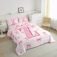 thumbnail image 3 of jejeloiu Initial Letter Z Queen Comforter Set,Kawaii Bow Bowknot Bedding Sets,Light Pink Bedding Comforter Set For Girls,Breathable Bedroom Decoration Reversible,3pcs, 3 of 8