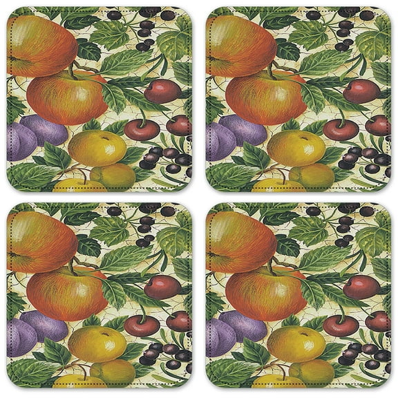 Vinyl Drink Coasters - Set of 4 - Crackle Fruit