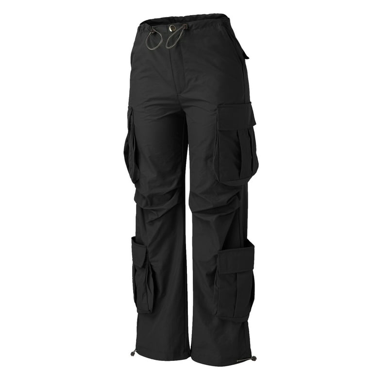 2023 Cargo Pants Woman Relaxed Fit Baggy Clothes Black Pants High Waist  Zipper Slim Drawstring Waist With Pockets Loose Pants for Women Work Casual