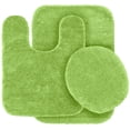 thumbnail image 3 of 3 Piece #6 lime green solid bathroom rug set 1 bat mat 19" x 30" , 1 contour mat 19"X 19", 1 lid cover 19"X 19" anti slip with rubber backing chenille super soft touch, 3 of 3