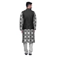 thumbnail image 3 of Atasi Printed Kurta Pajama Jacket Set Mandarin Collar Traditional Ethnic Shirt, 3 of 5