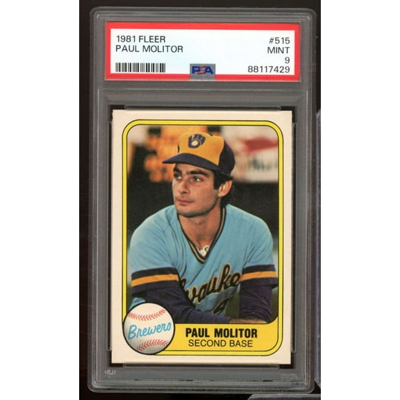 Paul Molitor Card 1981 Fleer #515 PSA 9