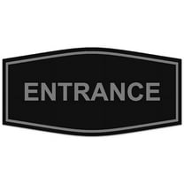 Signs ByLITA Fancy Entrance Sign - Laser-Engraved Lettering | Durable ABS Plastic | Vibrant Colors | Powerful Foam Tape (Black / Silver) - Small