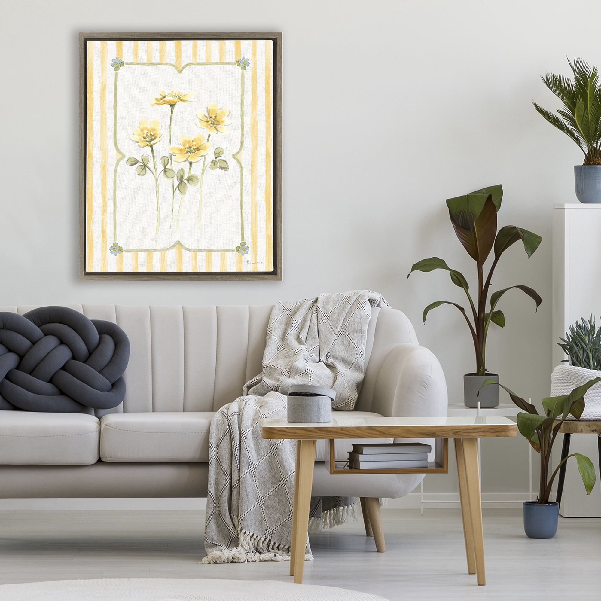 Stupell Industries Sweet Honey Florals Brown Framed Floater Canvas Wall Art, design by Beth Grove
