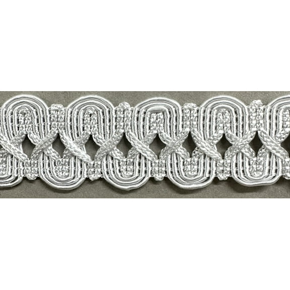 1-1/8" Large Scroll Gimp Braid Trimming - 6 Yards! - Color: White