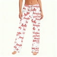 thumbnail image 3 of Fabrcox Christmas Woman Pj Bottoms Straight Leg Elastic Waist Lounge Bottoms Pants Mid Waisted Comfy Loose Sleepwear Full Length Pants Red 2XL, 3 of 4
