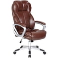 thumbnail image 3 of 2xhome Set of 2 - Brown - Deluxe Professional PU Leather Big Tall Ergonomic Office High Back Chair Manager Task Conference Executive Swivel Tilt Padded Arms, 3 of 5