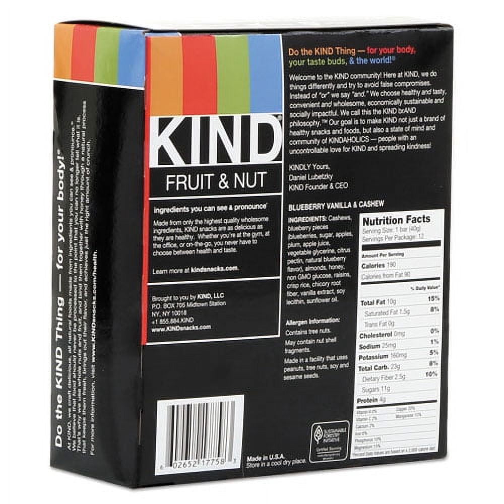 Fruit And Nut Bars, Blueberry Vanilla And Cashew, 1.4 Oz Bar, 12/box | Bundle of 2 Boxes