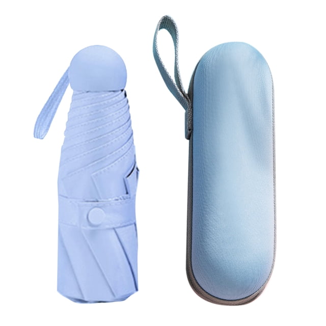 Capsule Umbrella Mini Pocket UV Resistant 2 Use 5 Section 8 Edged Outdoor Accessories Blue