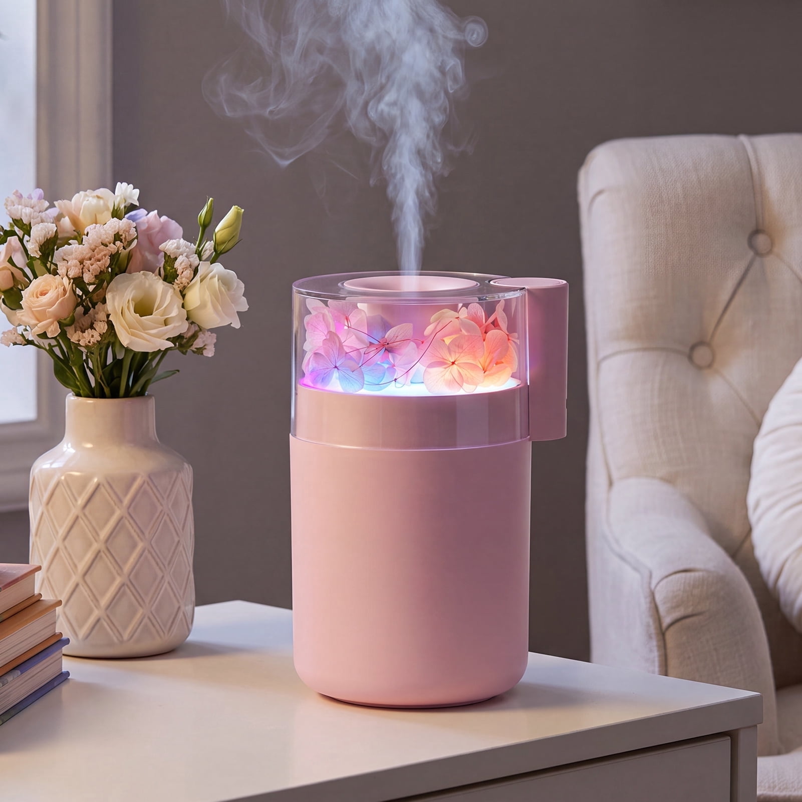 Humidifiers for Bedroom, 180ML Portable Cool Mist Humidifier, 7 Color Changing Night Light, 2 Mist Modes, 4/8H Timer, Quiet, Air Humidifier for Small Room, Office, Car, Home Decor