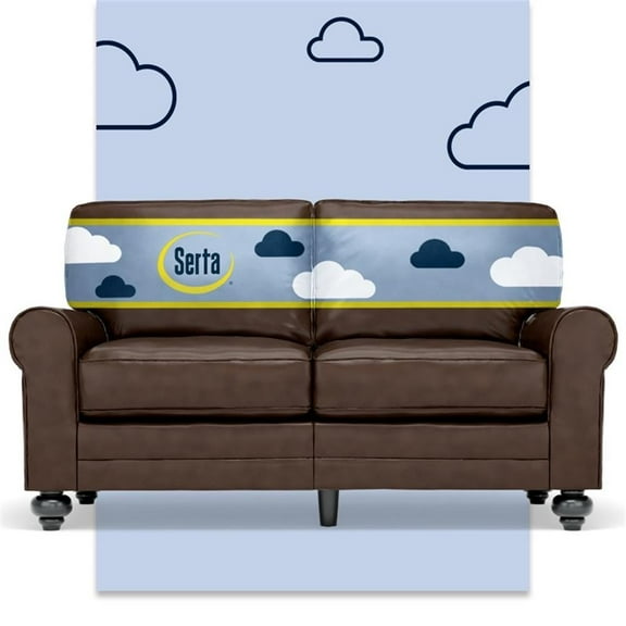 Bowery Hill 61" Rolled Arm Loveseat Sofa with Removable Covers Chestnut