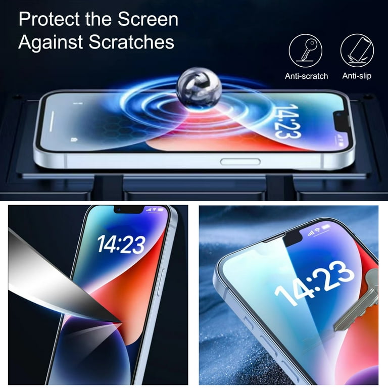 POROLIR [Auto Alignment Kit Privacy Screen Protector Compatible For IPhone 14 Pro Max 6.7" With Individual Camera Lens Protector 9H Tempered Glass Full Coverage Anti Spy Screen Cover Black