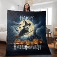 thumbnail image 2 of Happy Halloween Old English Sheepdog Witch Pumpkins Bats Quilt Blanket Dog Lover Cozy Comforter Throw Blanket - 13012, 2 of 5