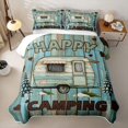 thumbnail image 2 of Erosebridal Cute Camper Bed Spread Queen for Boys Girls, Happy Camping Queen Coverlet Set, 3 Pieces 1 Quilt and 2 Pillowcases, 2 of 7