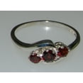 thumbnail image 6 of LBG British Made 18k White Gold Natural Garnet Womens Trilogy Ring - 33 size options - Size 6.25, 6 of 7