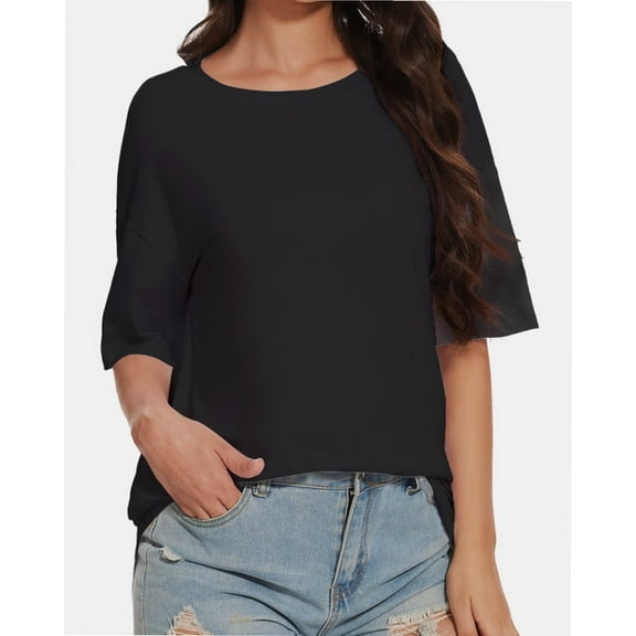 Women's Short Sleeve Crew Neck T-Shirt - Relaxed Fit, Soft Casual Tee