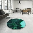 thumbnail image 4 of Ahgly Company Machine Washable Indoor Round Transitional Deep Teal Green Area Rugs, 4' Round, 4 of 7
