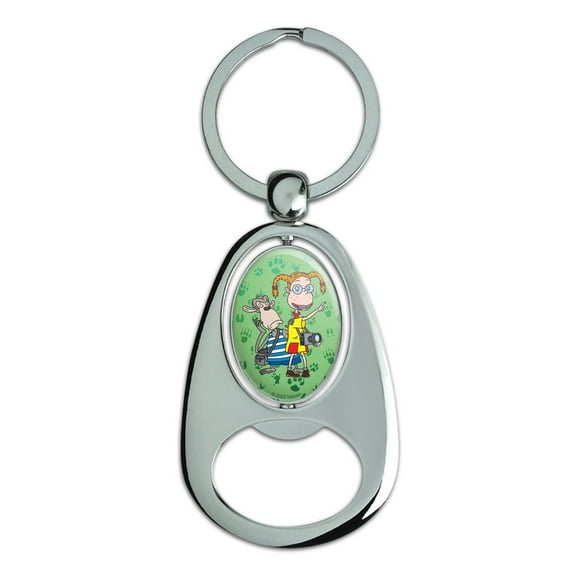Wild Thornberrys Eliza & Darwin Footprints Keychain Chrome Metal Spinning Oval Bottle Opener