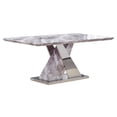 thumbnail image 1 of Faux White Marble Dining Table with Silver Stainless Steel Base, 1 of 2