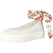 Jessica Simpson Womens Elisah Round Toe Slip On Slip-On Sneakers 7.5 Bright White/Perforated Eco Sheep