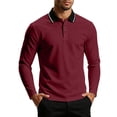 thumbnail image 2 of Josdec Men's Color Block Long Sleeve Top, Turndown Collar Contrast Piping Casual Base Shirt for Daily Layering S‑XXL, 2 of 8