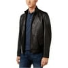 Michael Kors Mens Racer Leather Jacket, Black, Small