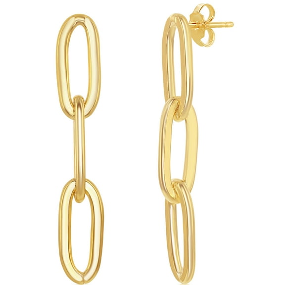 iJewelry2 Gold-plated Sterling Silver Paperclip Chain Dangling Earrings