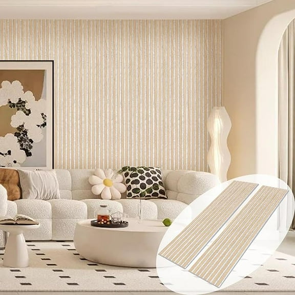 2 PCS Wood Slat Wall Panels 12.6" W x 94.5" L Sound Dampening Wooden Panels for Wall Decor, Natural Oak Veneer