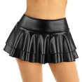 thumbnail image 1 of Sxiwei Women's Shiny Metallic Skirt High Waist Layered Pleated Ruffled Mini Skirt Rave Party Clubwear Metallic Black S, 1 of 7