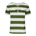 thumbnail image 4 of Womens Short Sleeve Half Zip V Neck Tops Striped Color Block Shirts Casual Pockets Button Down Shirts, 4 of 5