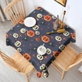 thumbnail image 2 of Dark Blue Pumpkin Ghost Halloween Pattern Square Tablecloth,Waterproof Square Table Cover,Wipeable Spillproof Washable Table Cover for Home Kitchen Party Decor 42"X42"(107x107cm), 2 of 6