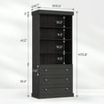 thumbnail image 4 of 71"Tall Kitchen Pantry Storage Cabinet, Large Wood Bookcase Adjustable Shelves with 3 Drawers,Black, 4 of 7