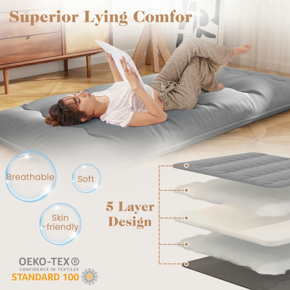 Demifill Futon Mattress, Mattress with Washable Cover and Carry Bag, Twin Size