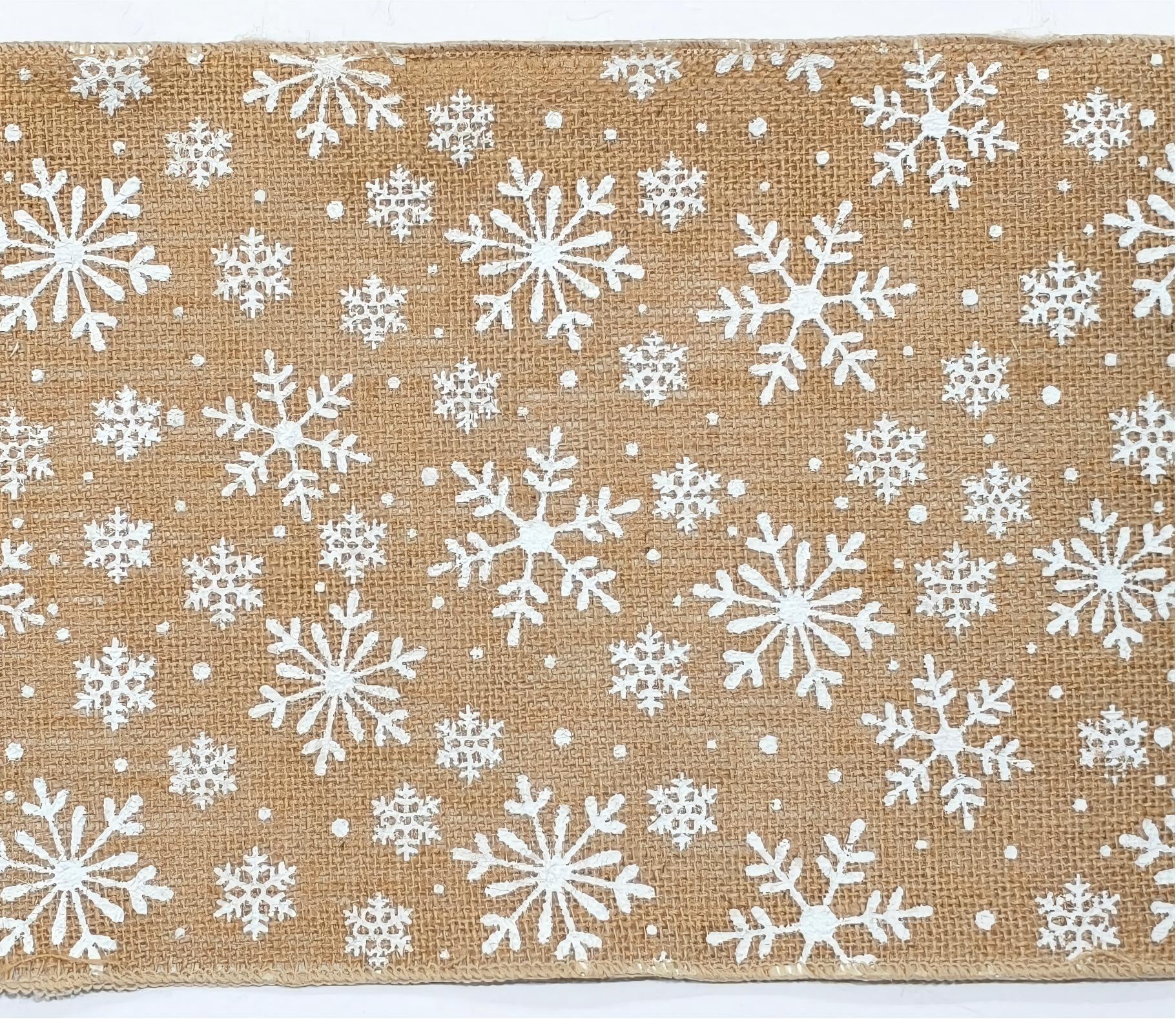 Brown and White Snowflake Mesh Christmas Ribbon, 10.5" x 12', by Holiday Time