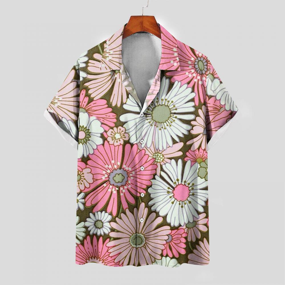 Homadles Hawaiian Shirt for Men- Short Sleeve Graphics Casual Turndown  Collar Beach Comfort Pullover Mens Casual Button Down Shirts Hot Pink XXL