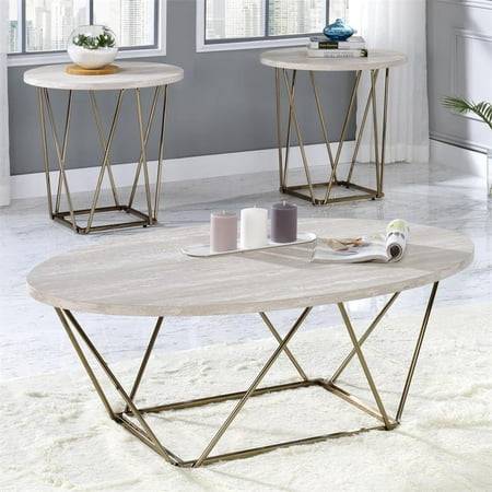 Rowyn Faux White Marble 3 Pack Metal Occasional Set Canada Rowyn Faux White Marble 3 Pack Metal, Carver Faux Stone Round Coffee Table