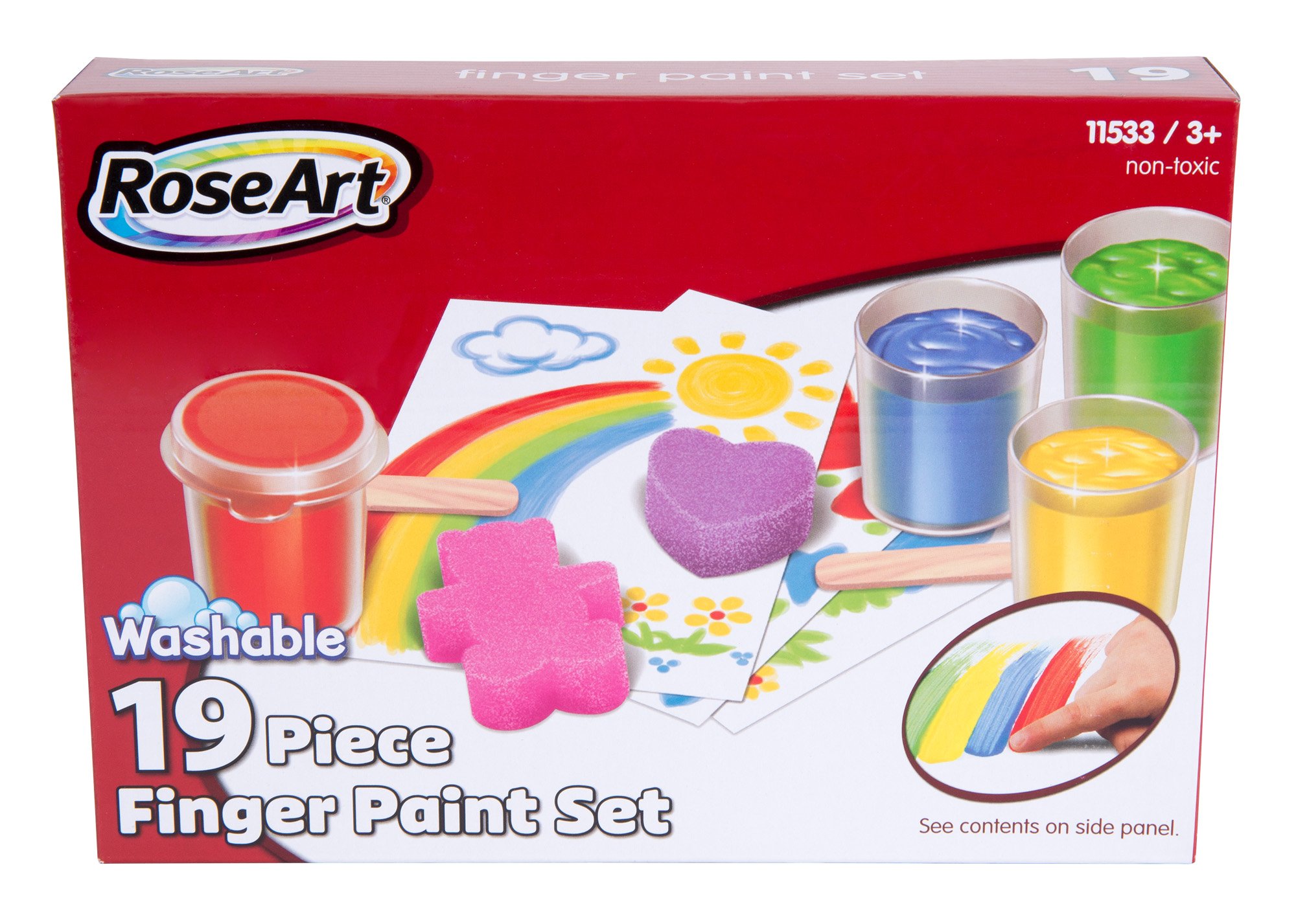 Roseart Washable Finger Paints Set Includes Paint Paper Sponges And