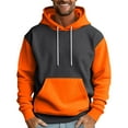 thumbnail image 2 of QHRMKOG Hooded Sweatshirt Men Trendy Color Block Pullover Hoodie Loose Fit Long Sleeve Drawstring Sweatshirts Winter Warm Top with Pockets Orange 2XL, 2 of 5