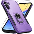 thumbnail image 1 of KOMI Compatible with Samsung Galaxy A15 5G Case with Screen Protector+Camera Lens Protector,Heavy Duty Full Body Phone Cover Built in Metal Ring Holder Kickstand,2024 Lavender, 1 of 5